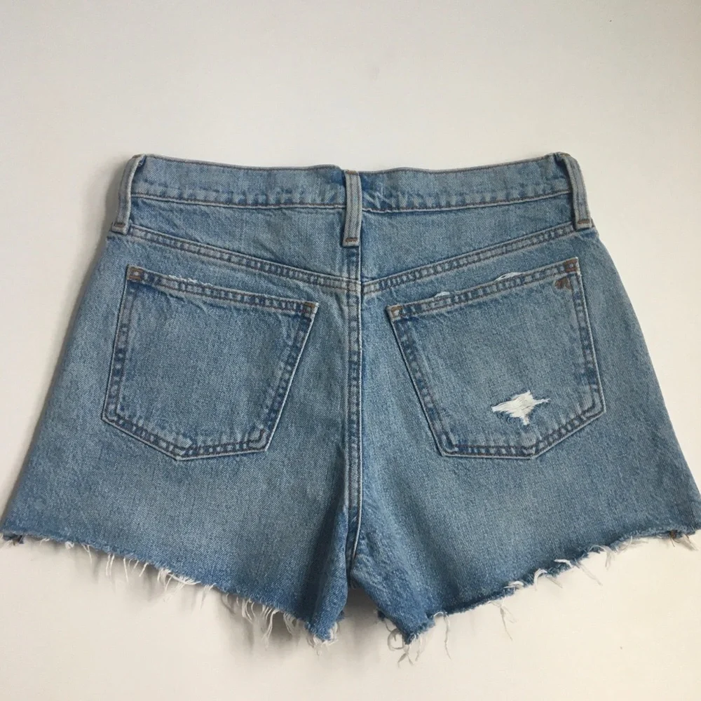 Madewell Relaxed Side-Slit Edition Raw Hem Denim Jean Shorts Madera Wash Size 25